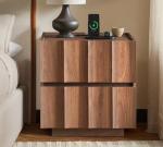 Fluted Nightstand Set of 2 with Charging Station