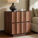 Fluted Nightstand Set of 2 with Charging Station