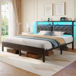 King Size Bed Frame with Charging Station and Storage