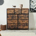 Tall 9-Drawer Storage Cabinet in Retro Brown