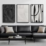 Large Black and White Abstract Canvas Wall Art