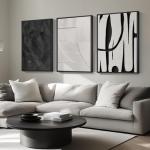Large Black and White Abstract Canvas Wall Art