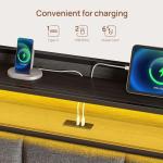 Queen Bed Frame with Charging Station and LED Lights