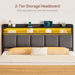 Queen Bed Frame with Charging Station and LED Lights