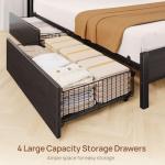 Queen Bed Frame with Charging Station and LED Lights