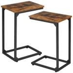 Set of 2 C-Shaped End Tables in Rustic Brown