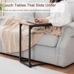 Set of 2 C-Shaped End Tables in Rustic Brown