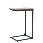 Set of 2 C-Shaped End Tables in Rustic Brown