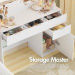 Elegant Dressing Table Stool Set with LED Mirror