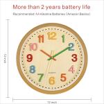 Foxtop Colorful Silent Kids Wall Clock 12 Inch
