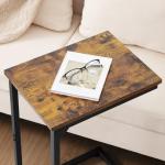 Set of 2 C-Shaped End Tables in Rustic Brown