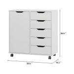 Panana 5-Drawer Wooden Storage Chest on Wheels
