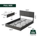 Full Upholstered Bed with Headboard and Drawers