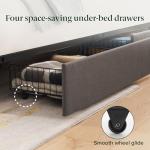 Full Upholstered Bed with Headboard and Drawers