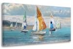 Blue Sailboat Canvas Wall Art for Coastal Decor