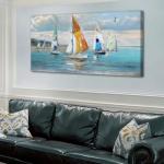 Blue Sailboat Canvas Wall Art for Coastal Decor