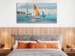 Blue Sailboat Canvas Wall Art for Coastal Decor