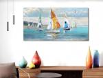 Blue Sailboat Canvas Wall Art for Coastal Decor