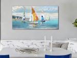 Blue Sailboat Canvas Wall Art for Coastal Decor
