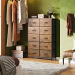 WLIVE Rustic Brown 10-Drawer Fabric Dresser