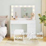 Elegant Dressing Table Stool Set with LED Mirror