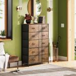 WLIVE Rustic Brown 10-Drawer Fabric Dresser