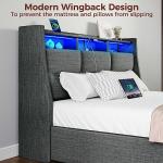 Rolanstar Twin Bed Frame with LED Lights & Storage