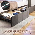 Rolanstar Twin Bed Frame with LED Lights & Storage