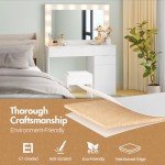 Elegant Dressing Table Stool Set with LED Mirror