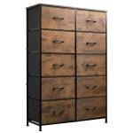 WLIVE Rustic Brown 10-Drawer Fabric Dresser