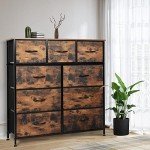 Tall 9-Drawer Storage Cabinet in Retro Brown