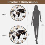 Large Metal World Map Wall Clock - 24 Inch