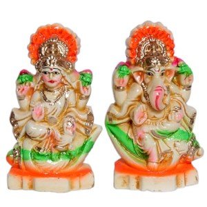 Golden Metal Laxmi Ganesha Statue - Standard Size