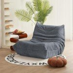 Mid-Century Grey Corduroy Lounge Chair