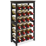 24-Bottle Freestanding Bamboo Wine Rack with Tabletop