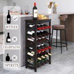 24-Bottle Freestanding Bamboo Wine Rack with Tabletop