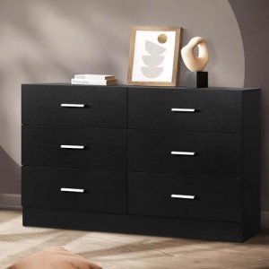 Black 6-Drawer Storage Dresser by Oikiture
