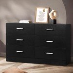 Black 6-Drawer Storage Dresser by Oikiture