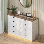Farmhouse 8-Drawer Dresser with LED Light