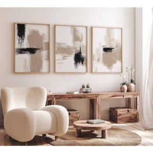 Beige Abstract Wall Art Set of 3 Prints