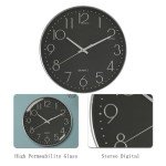 Modern Silent Wall Clock - 12 Inch Black Decor