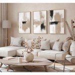 Beige Abstract Wall Art Set of 3 Prints