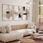 Beige Abstract Wall Art Set of 3 Prints