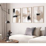 Beige Abstract Wall Art Set of 3 Prints