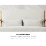 Beige Wooden Frame 2-Seater Lounge Armchair