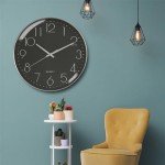 Modern Silent Wall Clock - 12 Inch Black Decor