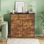 Tall 9-Drawer Fabric Storage Tower - Walnut