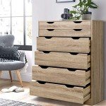 6-Drawer Oak Tallboy Chest of Drawers