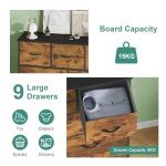 Tall 9-Drawer Fabric Storage Tower - Walnut