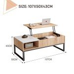 Lift Top Coffee Table with Hidden Storage - Oak